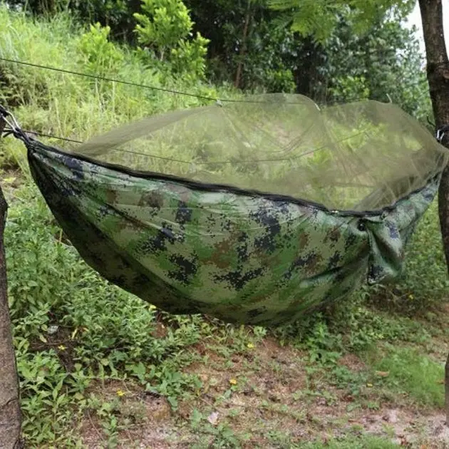 Туристичний підвісний гамак з москітною сіткою 270×150см UKC Hammock Net камуфляж - фото 3