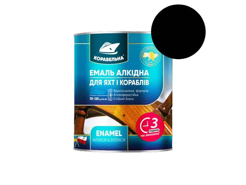 Емаль алкідна ПФ-115 КОРАБЕЛЬНА Чорний 0.25кг
