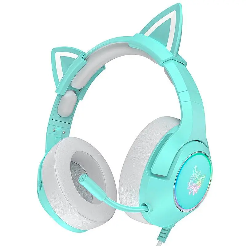 Проводная игровая гарнитура Onikuma Gaming CAT with LED K9, USB, 3.5mm, 2.2m, green - фото 3