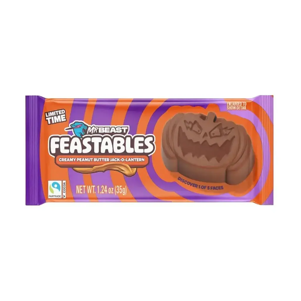 Шоколадні цукерки Feastables MrBeast Peanut Butter Jack-O-Lantern Pumpkin 35 г - фото 2