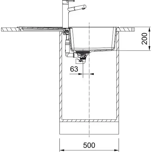 Кухонная мойка Franke Centro, фрагранит, прямоугольник, с крылом, 860х500х200мм, чаша - 1, накладная, CNG 611-86, оникс - фото 3