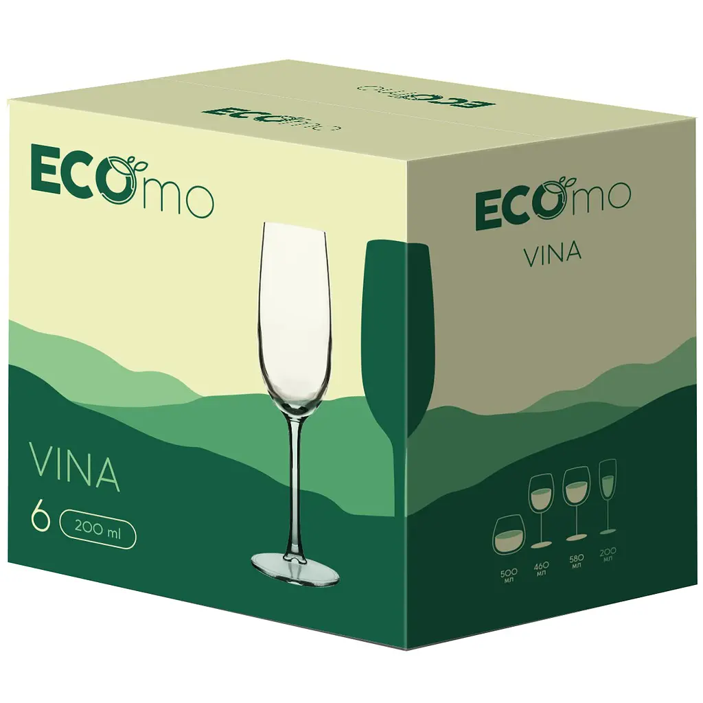 Набір келихів для ігристого вина Ecomo Vina 200 мл 6 шт. (J5301) - фото 2
