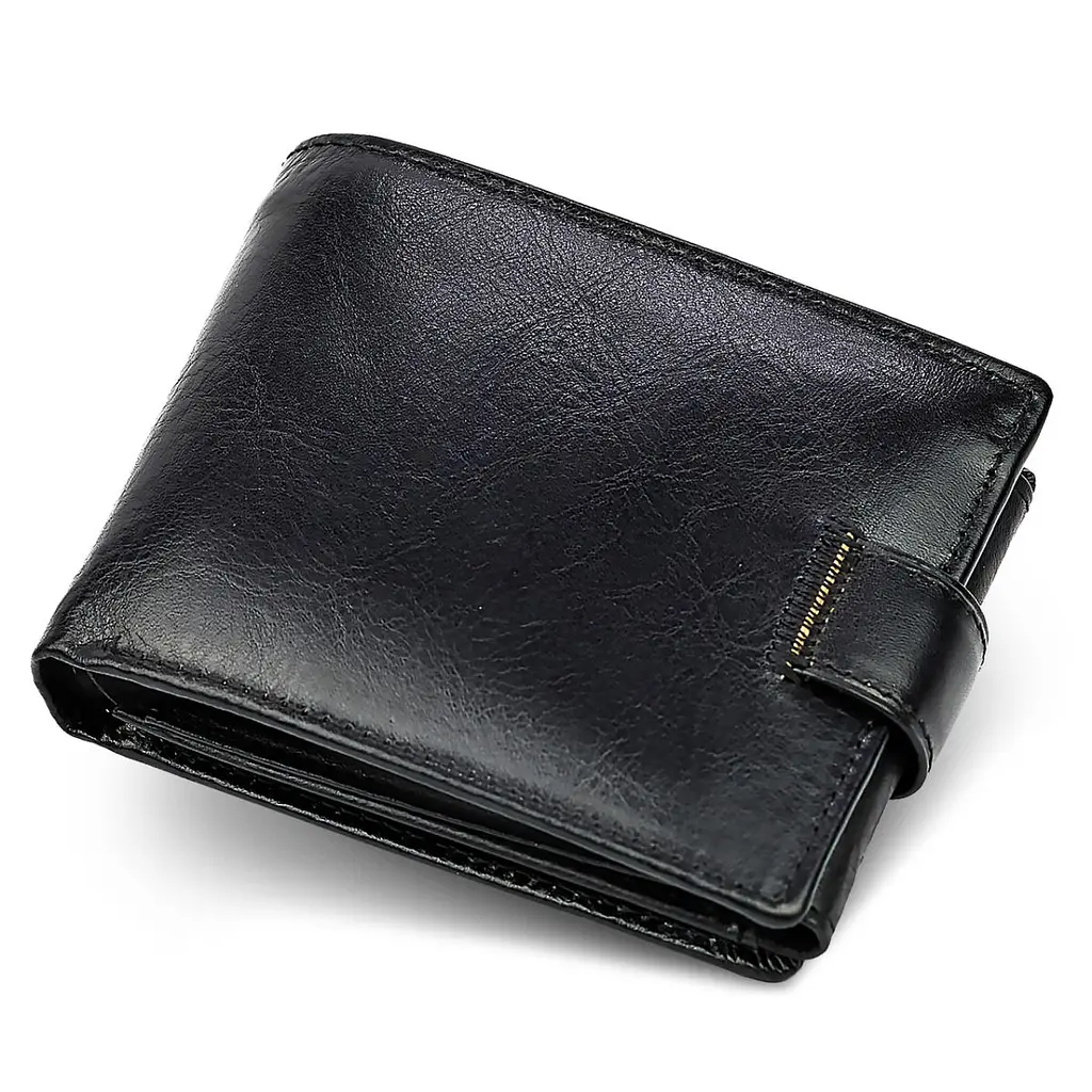 Класичне чоловіче портмоне з натуральної шкіри ST Leather В102 чорне 9,5 см - фото 2