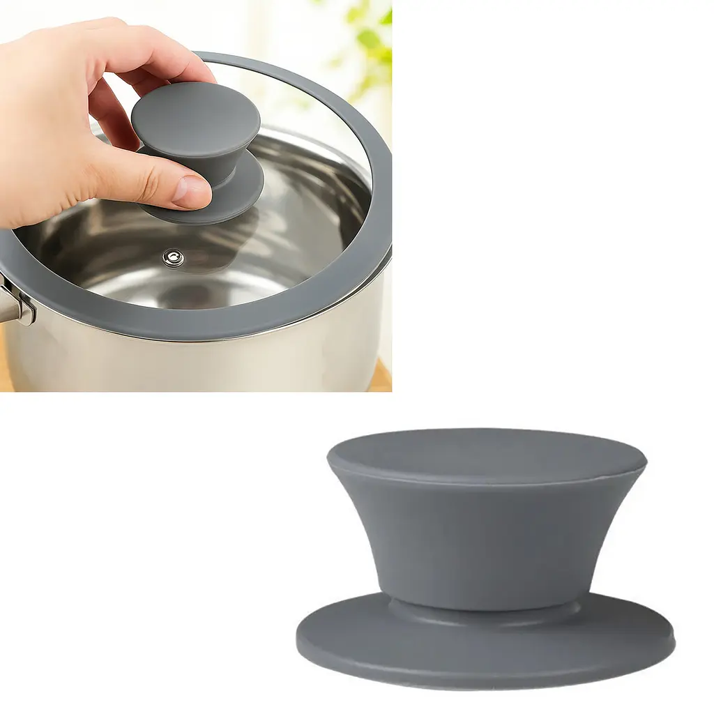 Ручка для кришки каструлі сковороди кругла силіконова, Kitchen Master Сірий 87222 - фото 2