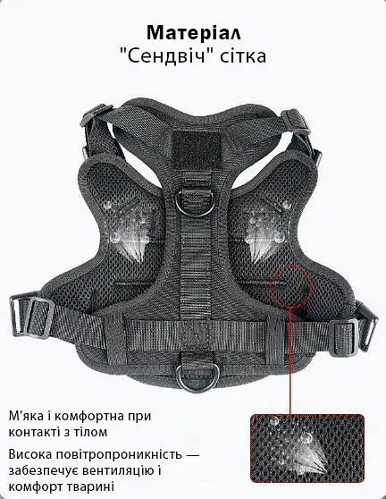Шлея для собак Baskor, тактичний жилет з ручкою, S (56-68см), Зелений - фото 6