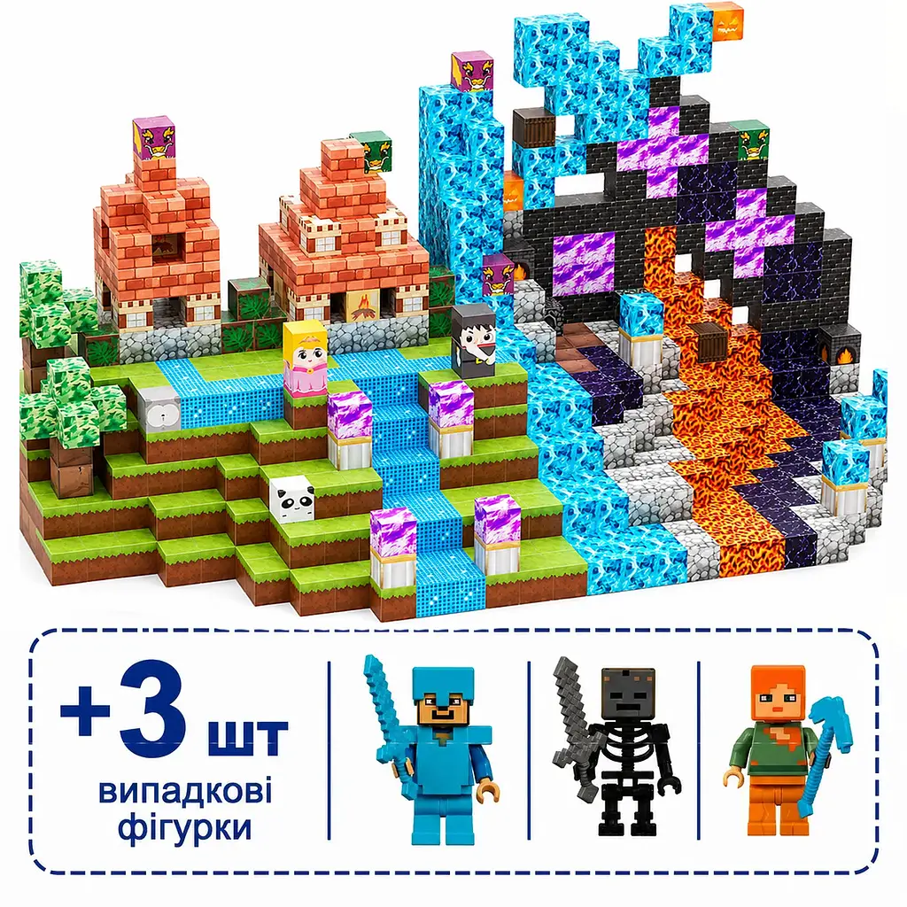 Магнітний конструктор Minecraft 107 шт по грі Майнкрафт Замок у джунглях Mk001020 - фото 2
