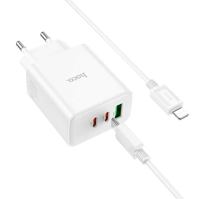 Зарядний комплект Hoco C126a Pure power three-port 40 W з кабелем USB-C USB-C - фото 2