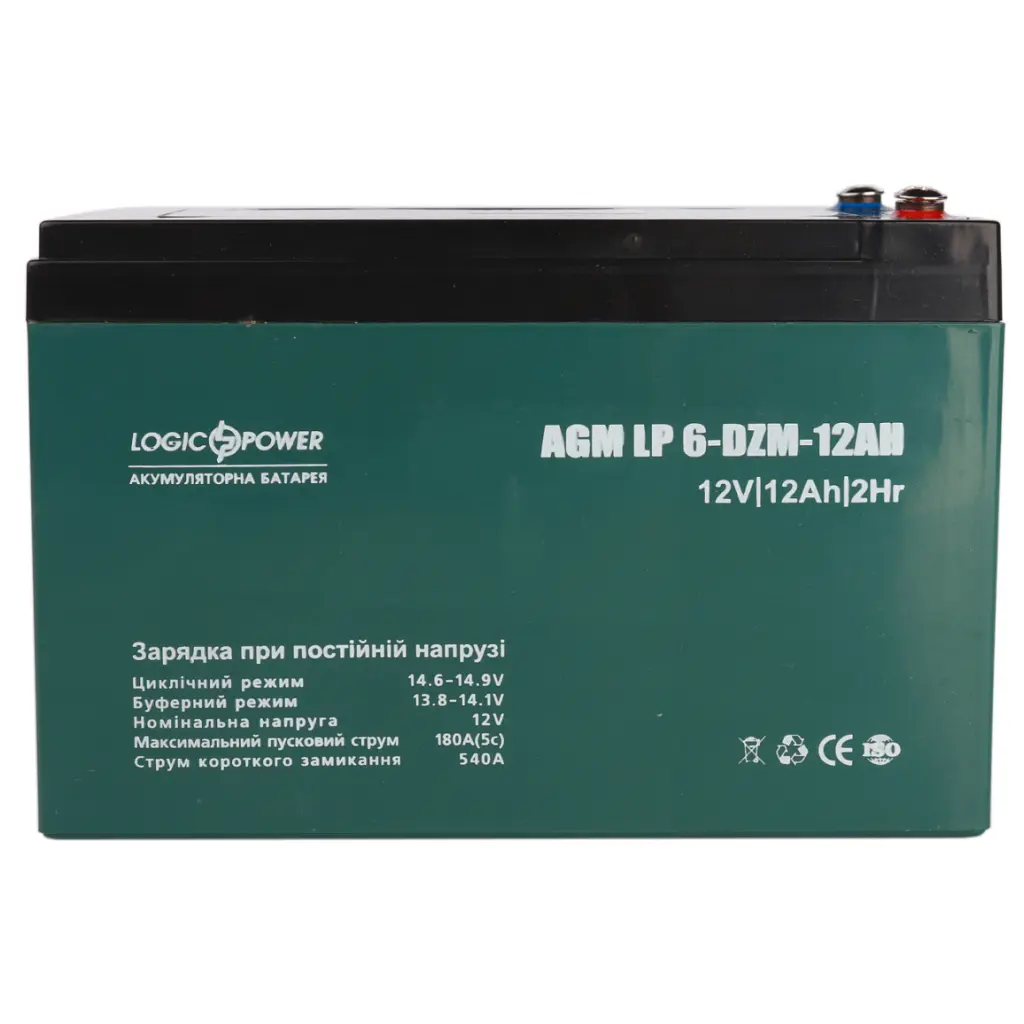 Батарея до ДБЖ LogicPower 12V 12Ah LP-6-DZM-12 (9172) - фото 2