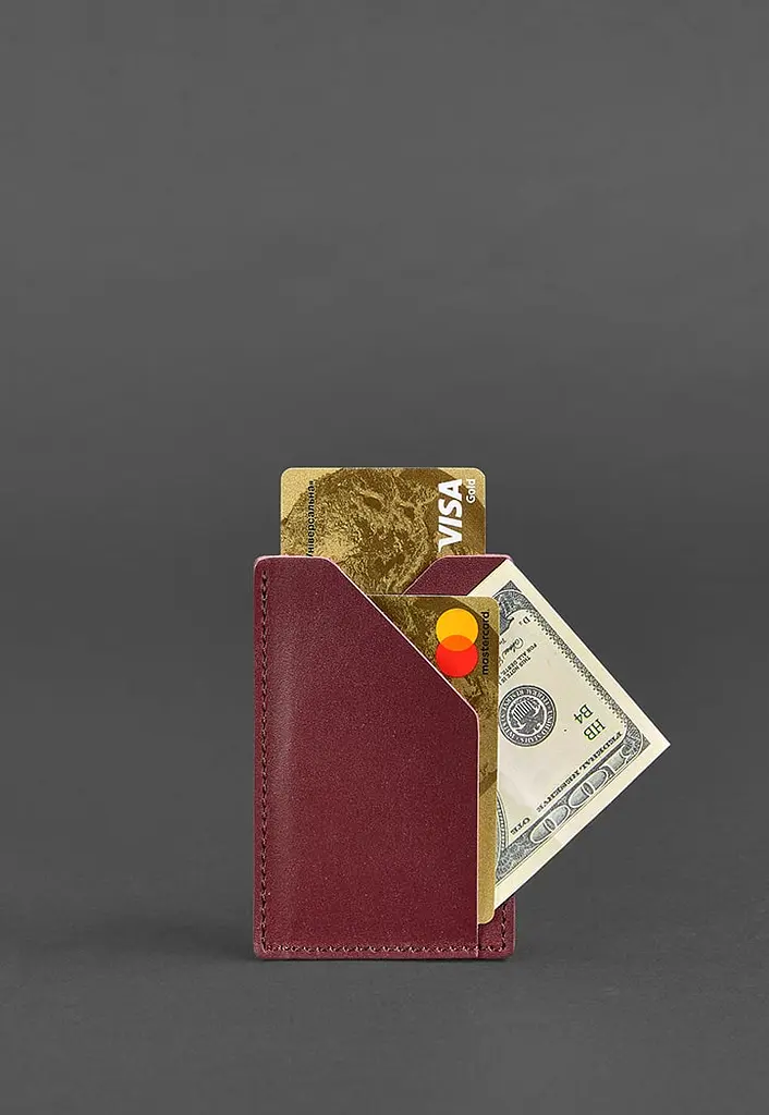 Женский кожаный кард-кейс 8.0 бордовый. - фото 3