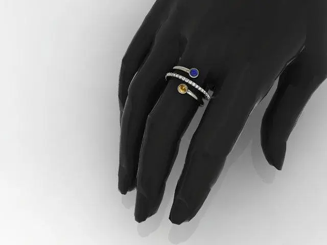Каблучка з родієвого срібла з фіанітами 16.5 SK-0003 - фото 5