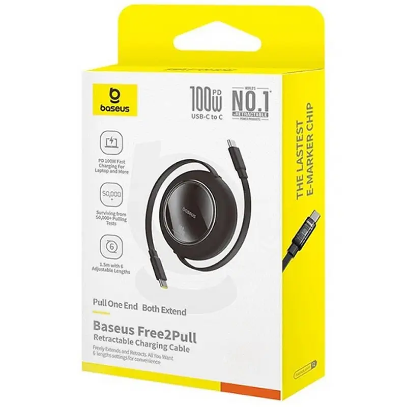 Дата кабель Baseus Free2Pull Mini Retractable Type-C to Type-C 100W (2m) (P10364500113) Cluster Black - фото 4