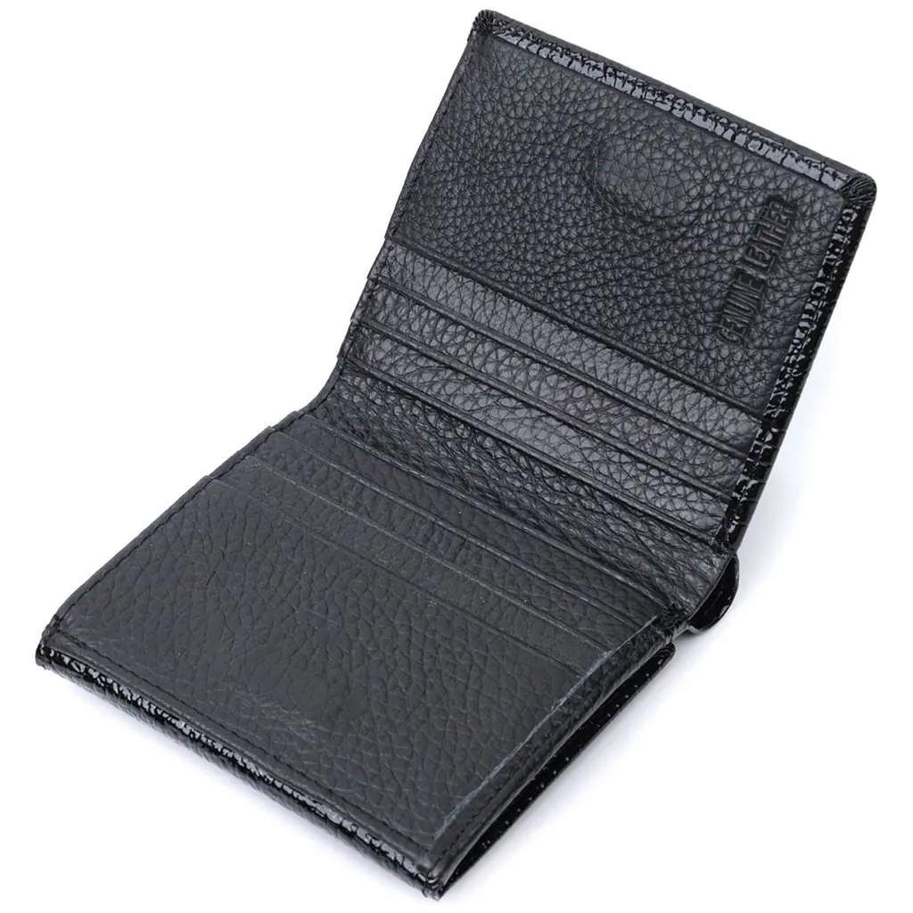 Компактний жіночий гаманець з натуральної лакованої шкіри ST Leather 22688 чорний - фото 10
