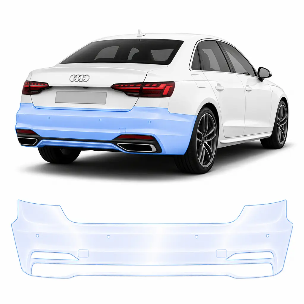 Антигравійна захисна бронеплівка за лекалами для Audi A4 B9 facelift 2020-2025 - задній бампер