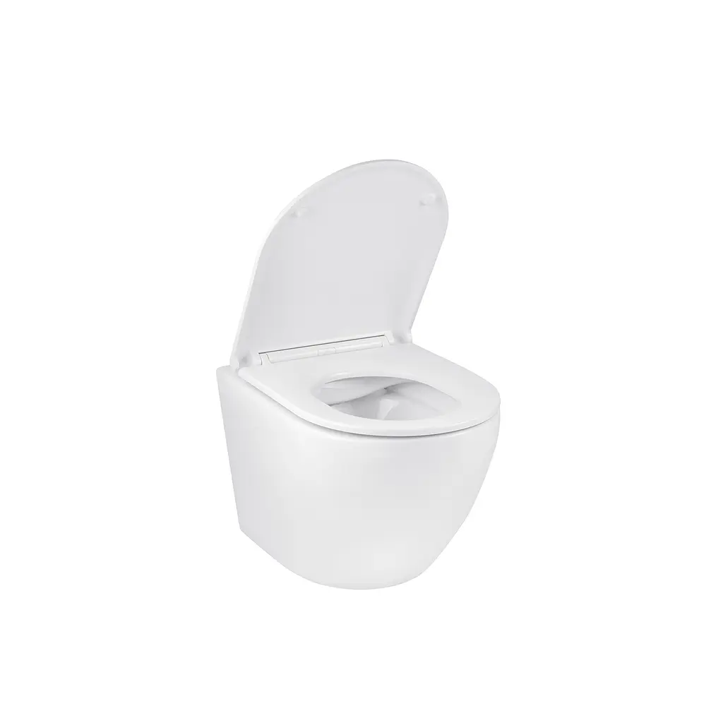 Унітаз підвісний Kroner Harz WHI493736 RIMLESS безобідковий з сидінням Slim Duroplast / Soft-close / Quick relase (KH493736WHIR), Білий - фото 4