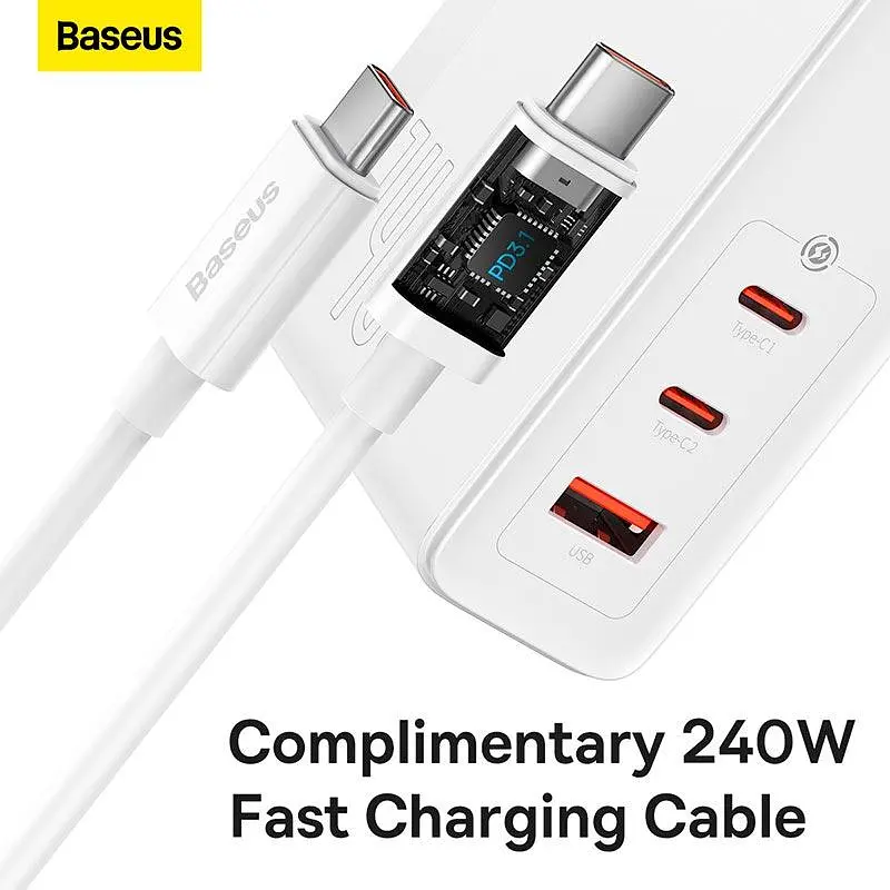 Адаптер - зарядное устройство для Baseus 140W GaN5 Pro Fast Charger + C to C кабель (CCGP100202) - фото 6