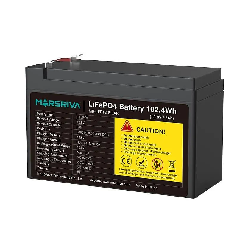 Акумуляторна батарея для ДБЖ Marsriva LiFePO4 12.8 V / 8 А*ч (MR-LFP12-8-LAR) - фото 2