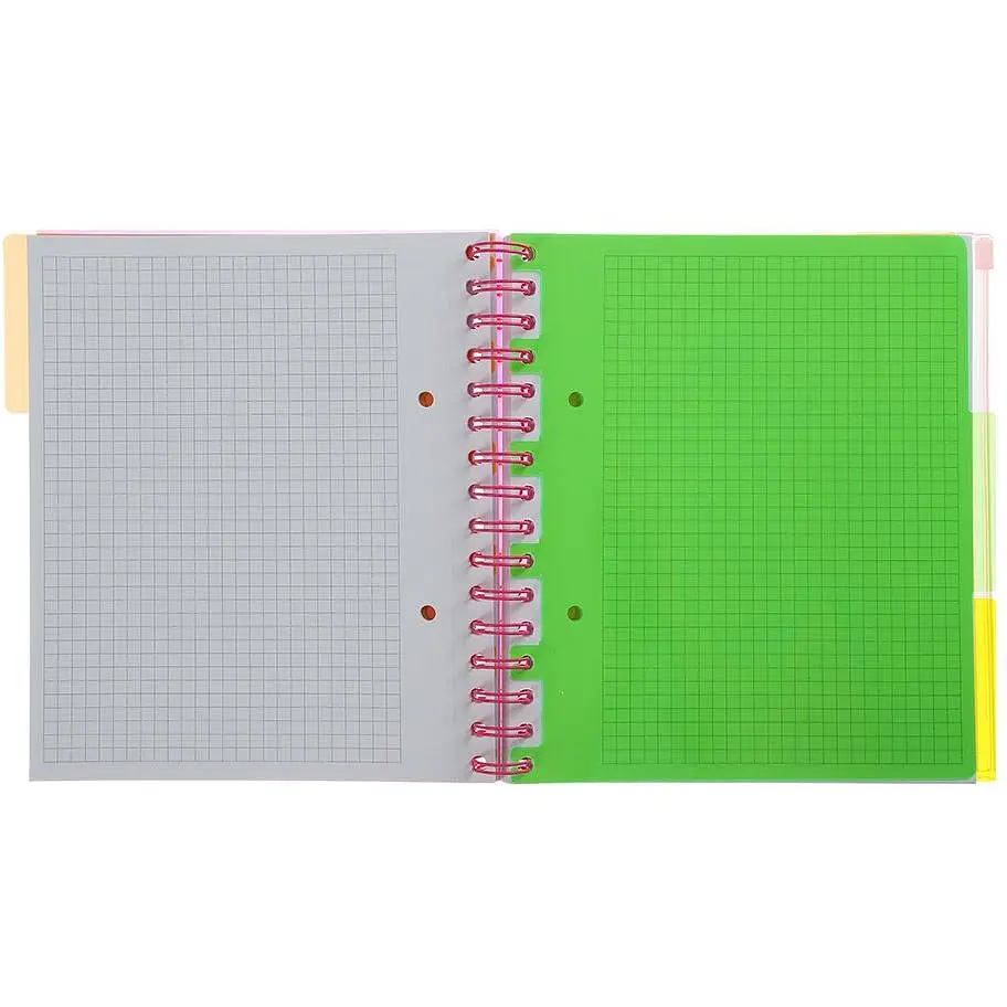 Зошит на пружині Buromax Neon В5 (170x205) 120 аркушів 3 PVC розділювачі рожевий (BM.24359911-10) - фото 2