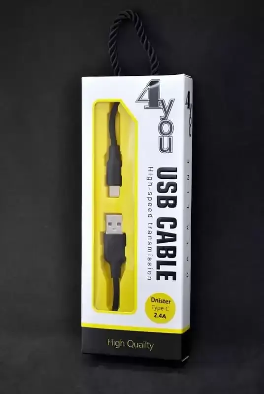 Usb-cable Type-C 4you Dnister black (3A, Silicon Perfect, 2m)