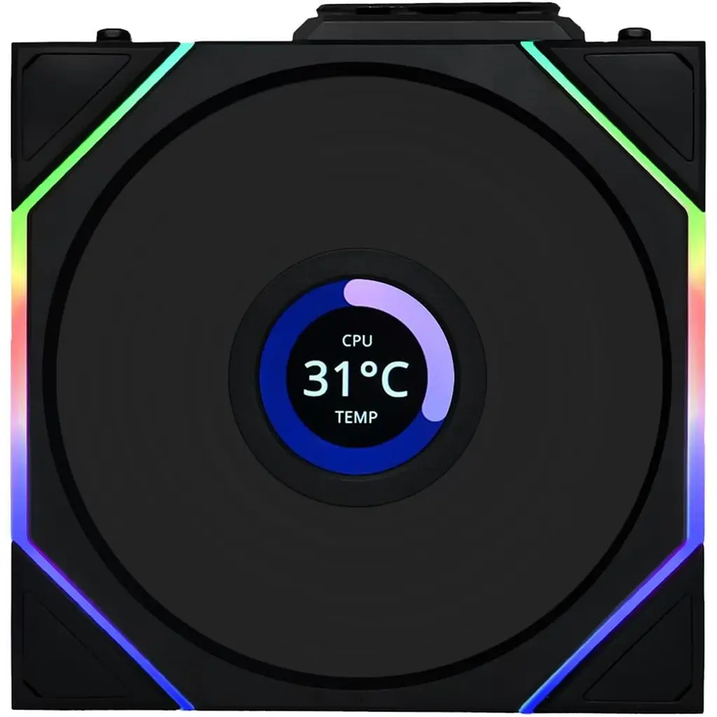 Комплект вентиляторів Lian Li UNI Fan TL WIRELESS LCD 120-3 (G99.12TLLCD1W3B.00) Black - фото 3