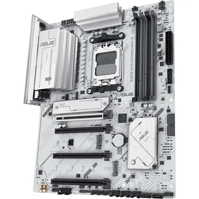 Материнська плата Asus AM5 B650E MAX Gaming WIFI W, B650, 4xDDR5, Int.Video (CPU), 4xSATA3, 3xM.2, 1xPCI-E 5.0x16, 1xPCI-E 4.0x16, 2xPCI. 2.5Gb, WiFi 6E, Bluetooth 5.3, 8xUSB 3.2/8xUSB 2.0, HDMI/DP, ATX - фото 4