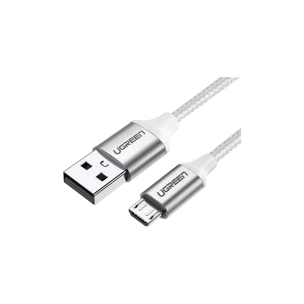Дата кабель USB 2.0 AM to Micro 5P 2.0m US290 3A 18W Nickel Plating White Ugreen (60153) - фото 2