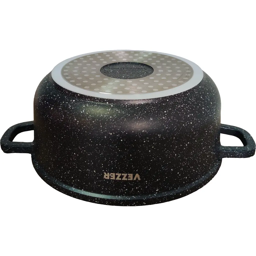 Каструля Vezzer з кришкою та силіконовими накладками на ручки 22 см 3.5 л чорна (VZ8005) - фото 3