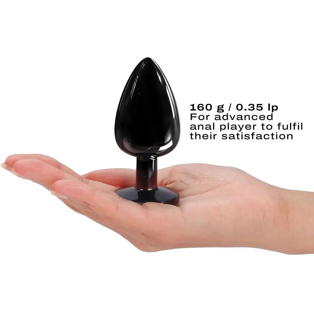 Металлическая анальная пробка с кристаллом Dorcel Diamond Plug Black M - фото 3