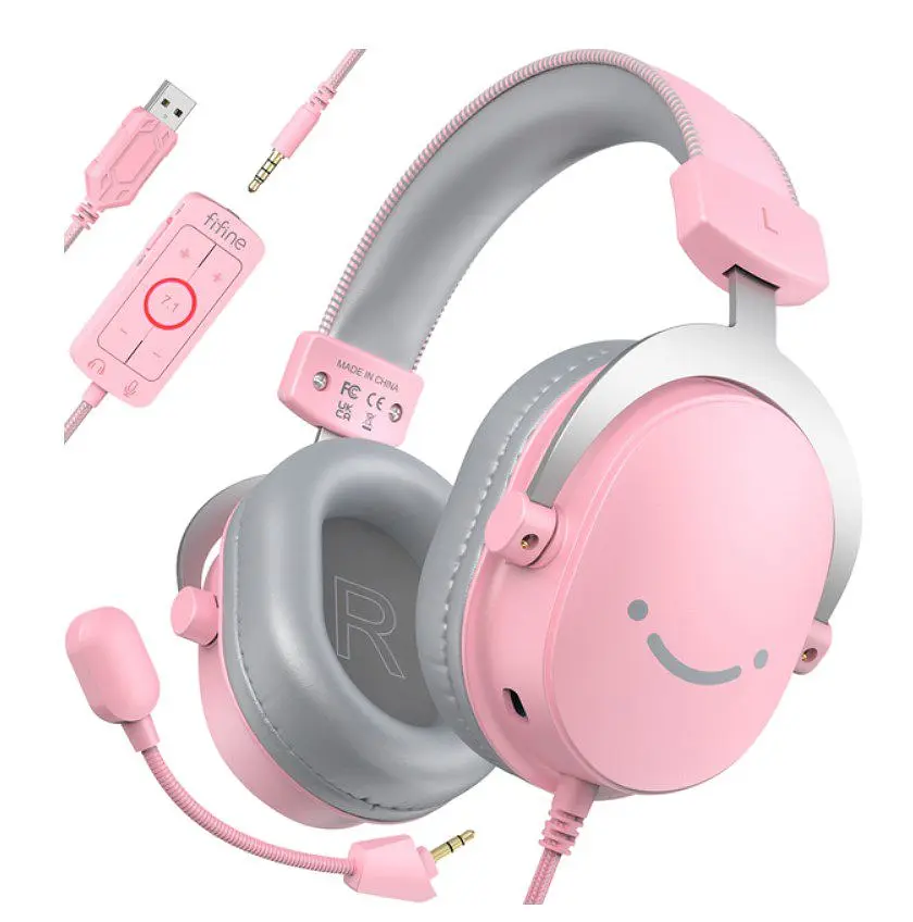 Ігрові навушники з мікрофоном Fifine H-9 USB 7.1 Pink - фото 2