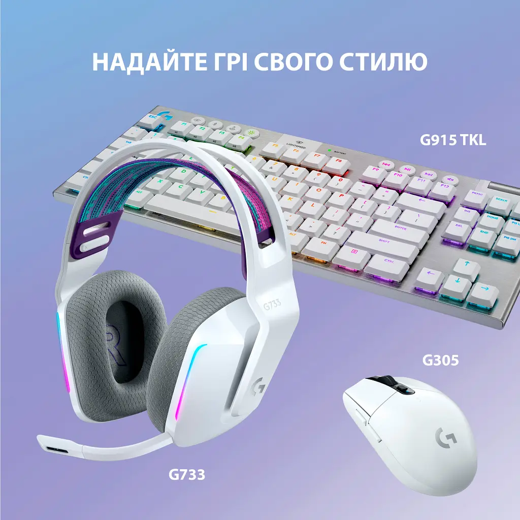 Навушники Logitech G733 Lightspeed Wireless RGB Gaming Headset White (981-000883) - фото 8