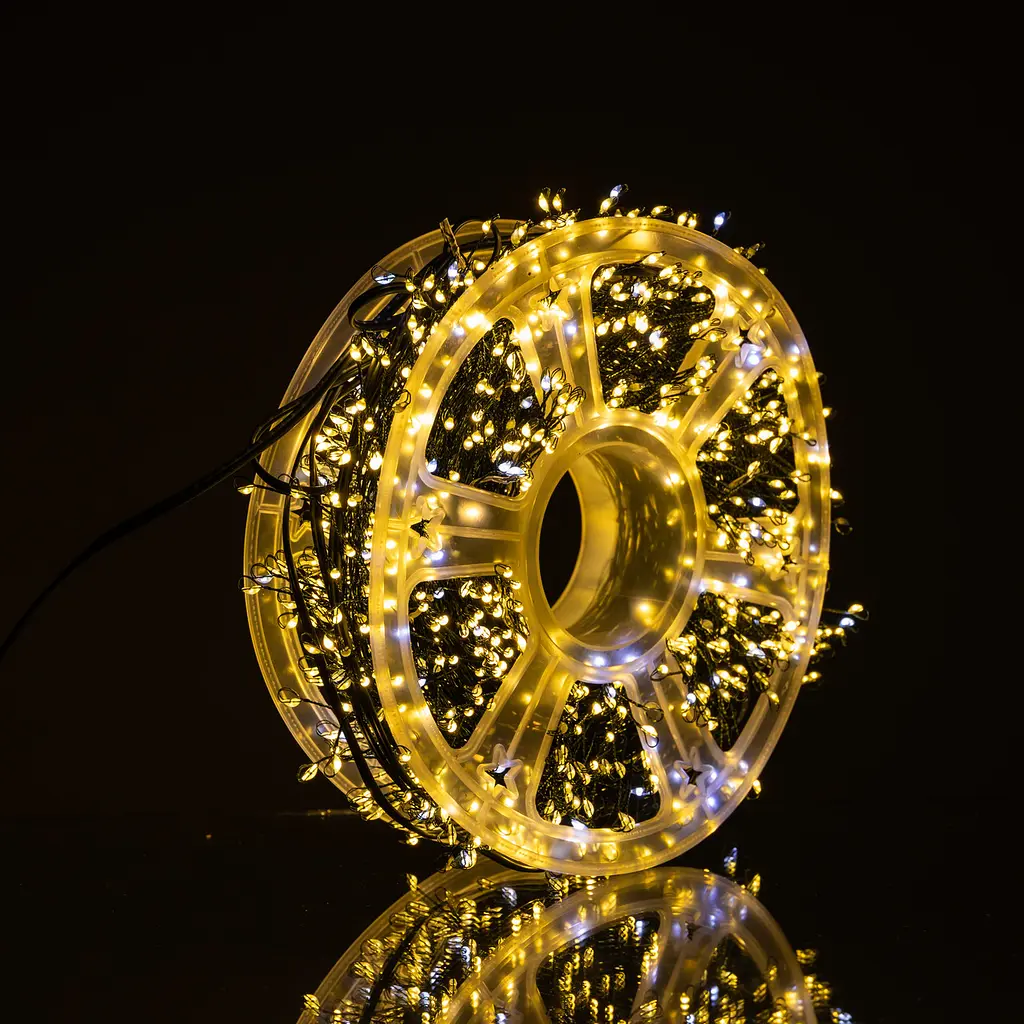 Новорічна гірлянда кімнатна роса Garlando D1500L50MGY 50 м 1500 LED Хвойна лапа зелений дріт Жовте сяйво  - фото 3