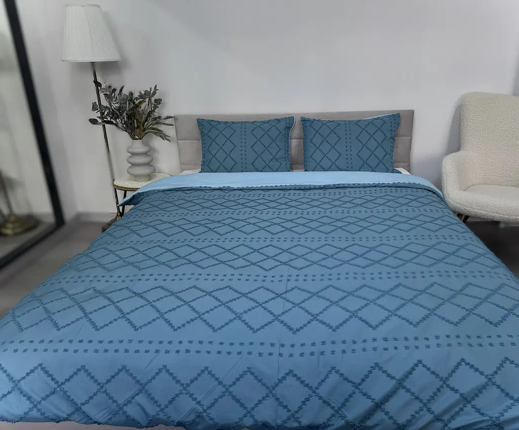 Комплект постільної білизни Ecotton Jaquard полуторний 150х215 см бірюзовий Green (24558) - фото 8