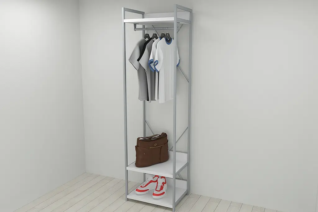 Шафа Гардероб Уні секція 1 серії Конект Ferrum-decor 220x60x50см Сірий метал ДСП Білий 32 мм (FRD-104503) - фото 8