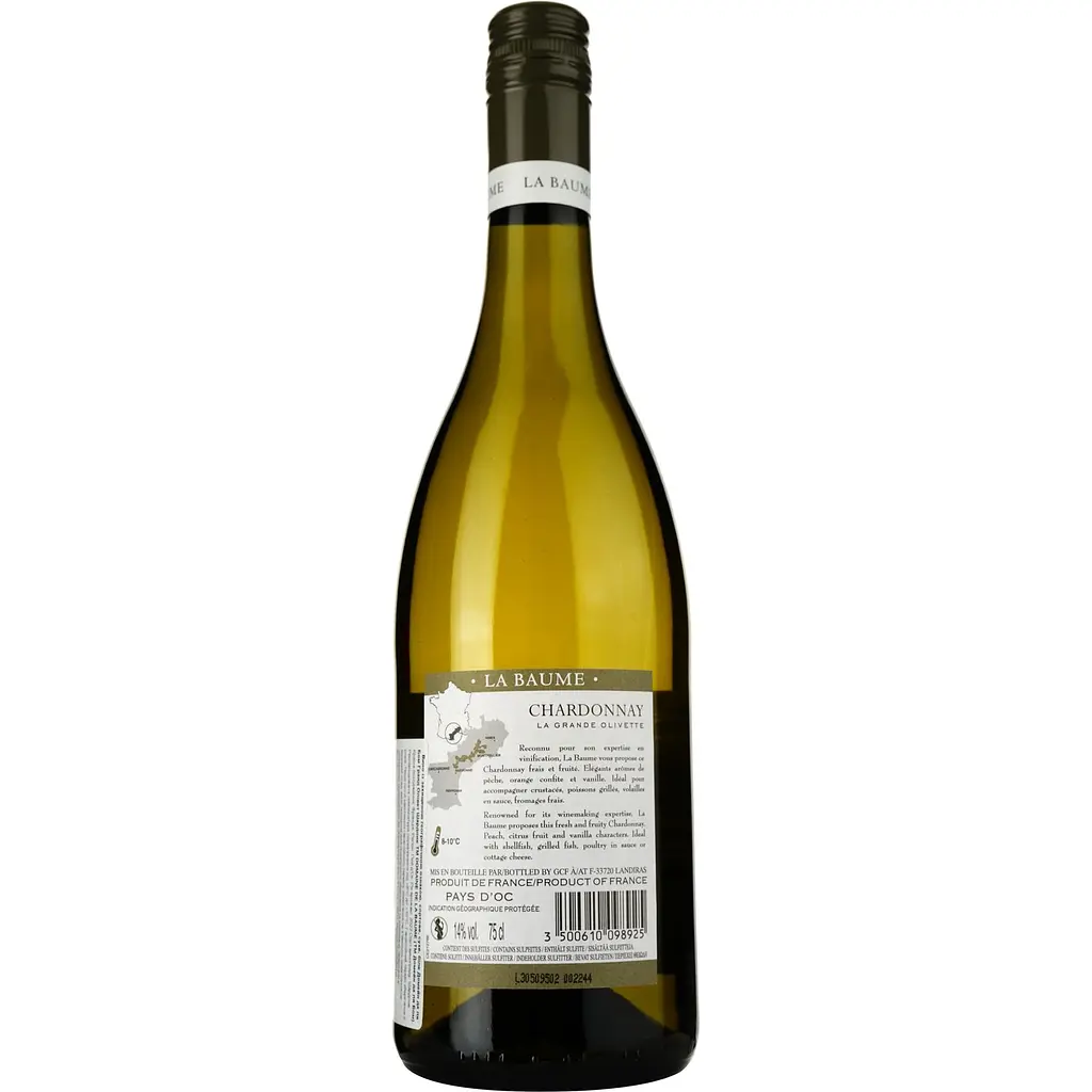 Вино Domaine De La Baume Grande Olivette Chardonnay IGP Pays d'Oc біле сухе 0.75 л - фото 2