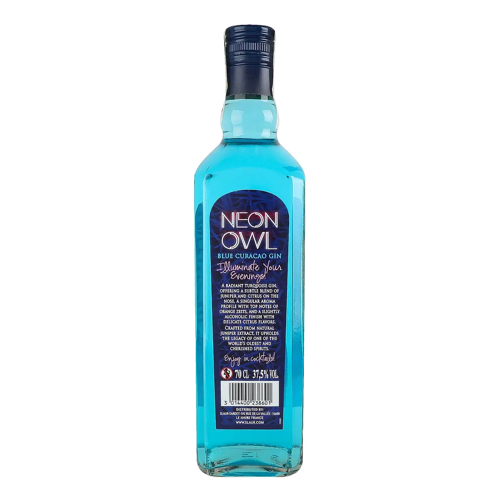 Джин Neon Owl Blue Curacao 37.5% 0.7 л - фото 3