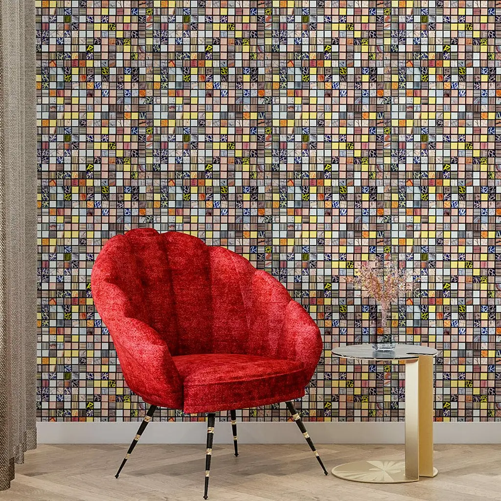 Самоклеюча алюмінієва плитка Sticker Wall 300х300х3мм Кольоровий квадратик SW-00001925 - фото 7