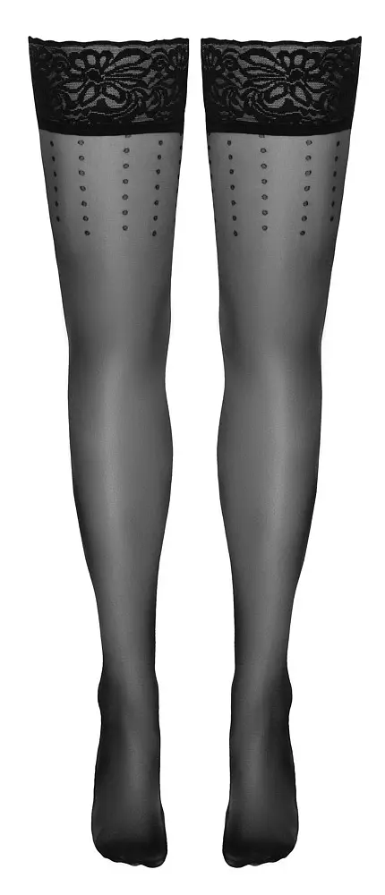 Панчохи Cottelli Legwear Hold-Ups Dot 4, One Size (чорний) - фото 8