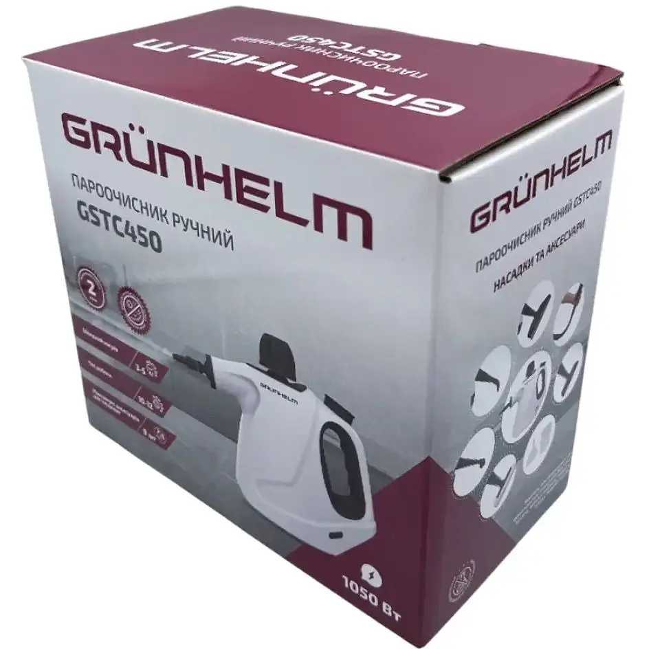 Пароочисник ручний Grunhelm GSTC450 бойлер 450 мл 9 аксесуарів (146006) - фото 14