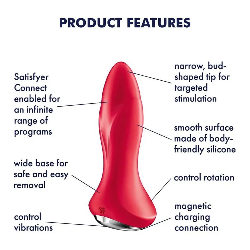 Анальна пробка Satisfyer Rotator Plug 1+, 12.8 см (червона) - фото 4
