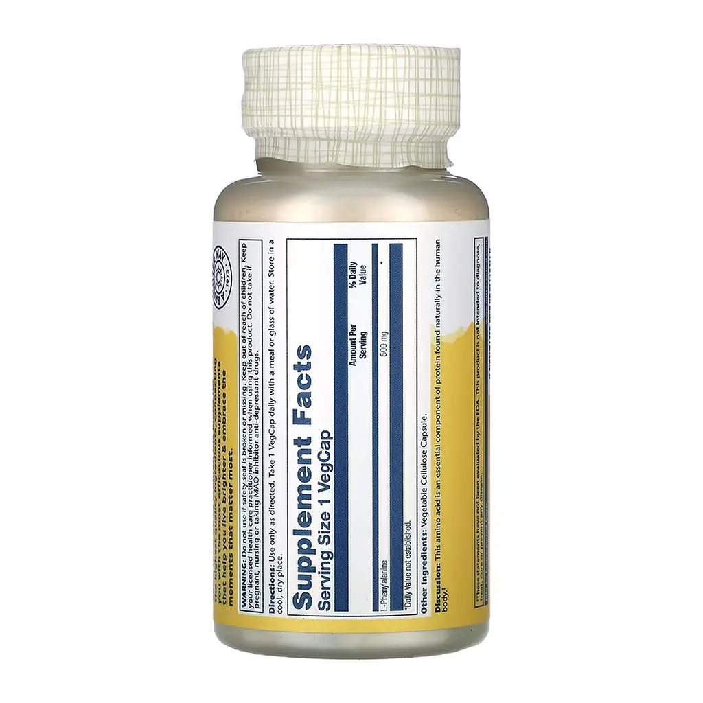 Амінокислота Solaray L-Phenylalanine 500 мг 60 капс - фото 2