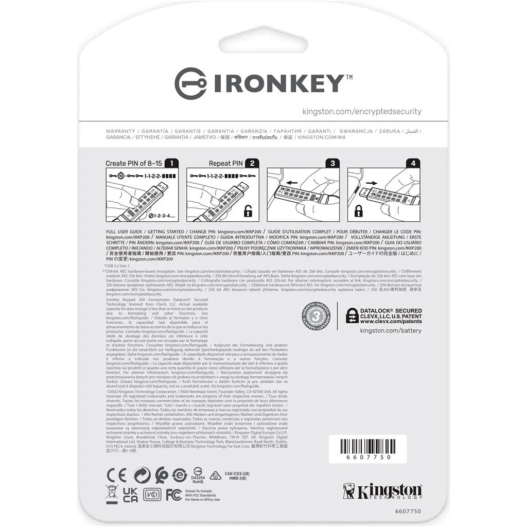 USB флеш накопичувач Kingston 32GB IronKey Keypad 200 AES-256 Encrypted Blue USB 3.2 (IKKP200/32GB) - фото 7