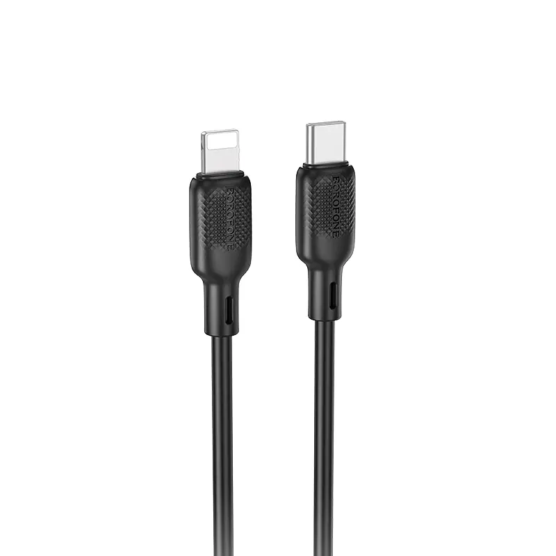 Кабель BOROFONE BX113 Lenny PD silicone charging data cable iP(L=1M) Чорний - фото 3