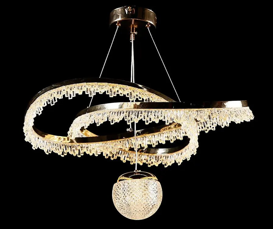Люстра світлодіодна Splendid Ray L150/2 LED, 2 лампи, регульована висота 40-120 см, золота та біла, сучасний стиль для дому - фото 3