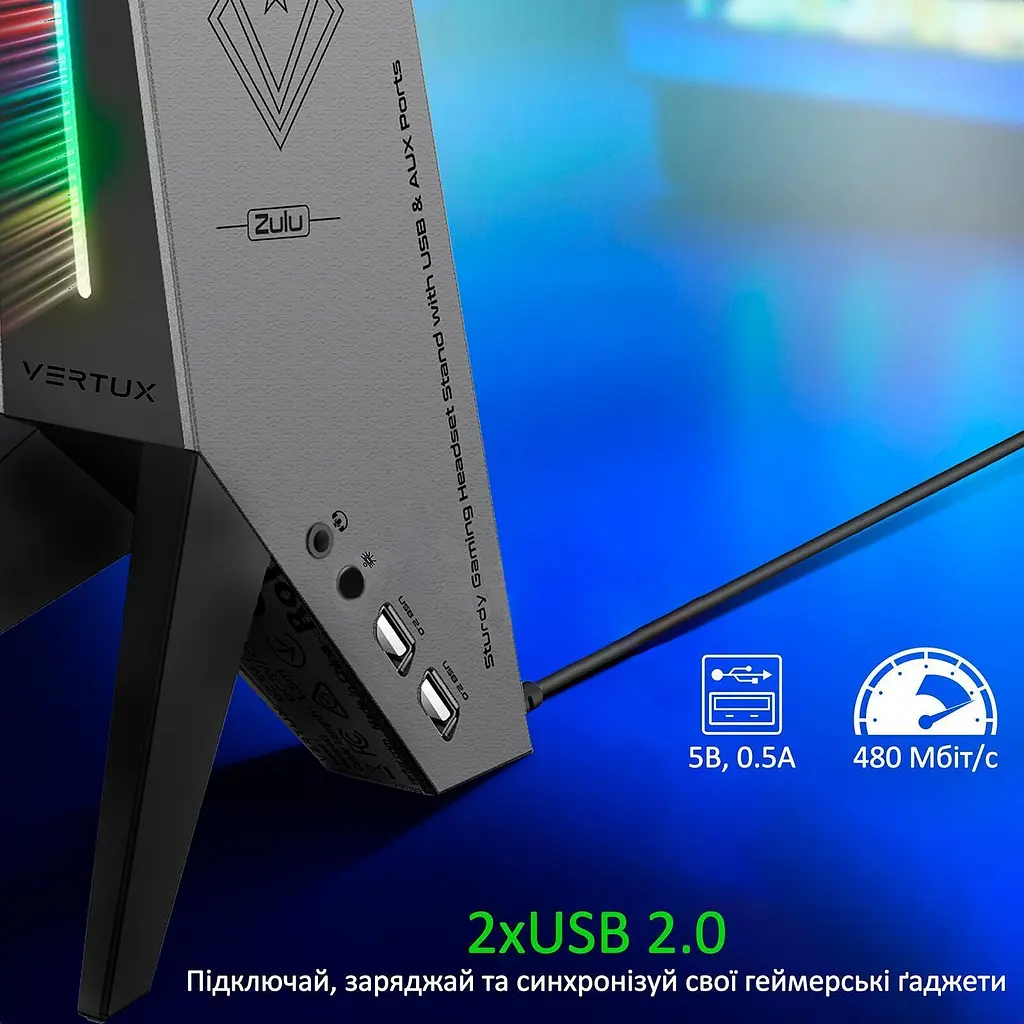 Підставка для навушників Vertux Zulu Black [143123] - фото 3
