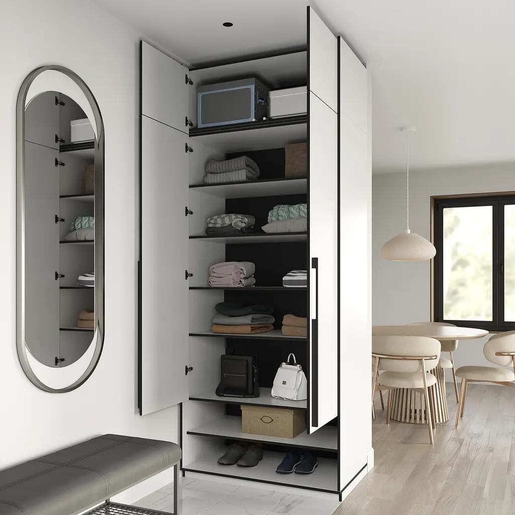 Шафа для одягу Flamecame у спальню з поличками на 2 двері FR-13 Гранж Пісочний - фото 4