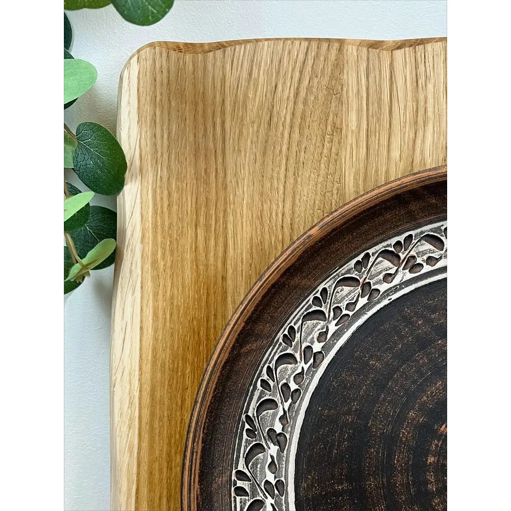 Блюдо для піци 30 см керамічне (глиняне) різьблене Ангоб - фото 5