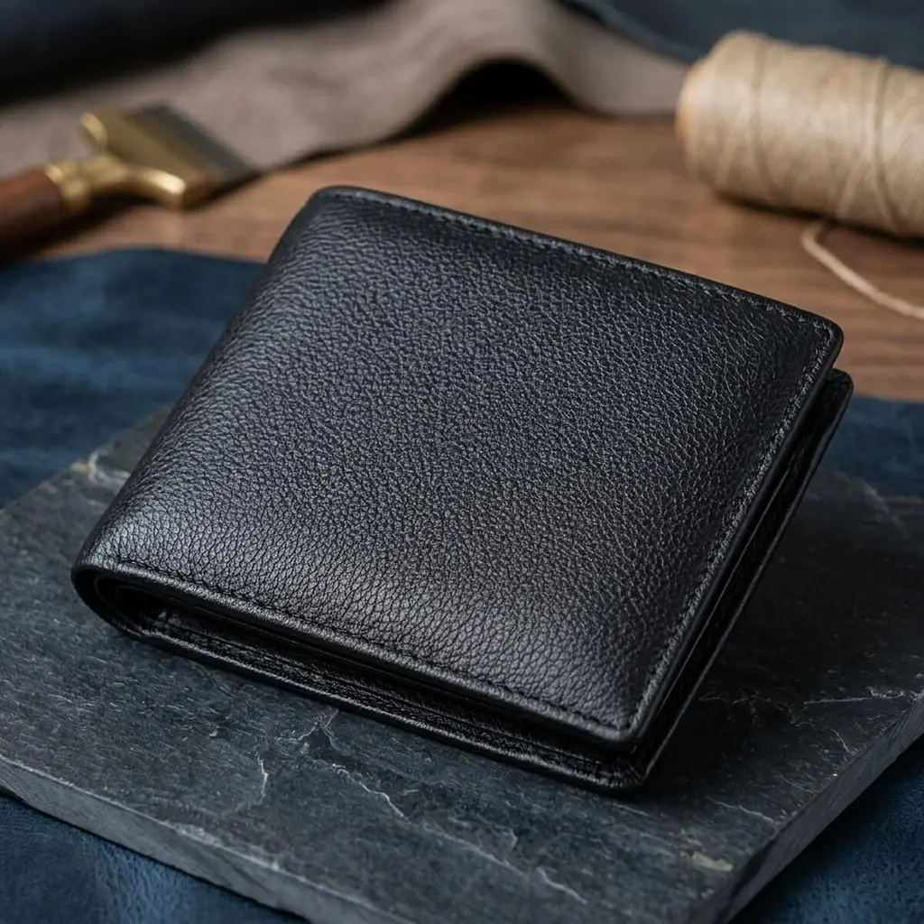 Цікавий гаманець із блоком під документи з натуральної шкіри ST Leather 22480 чорний - фото 4