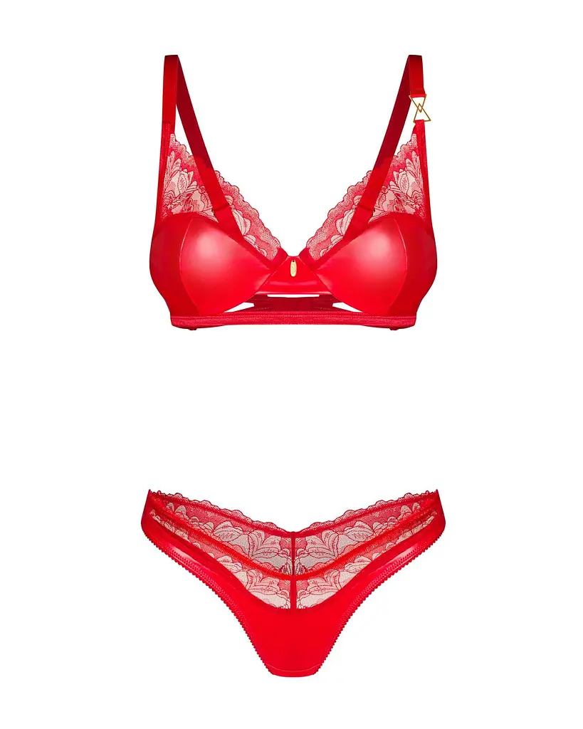 Комплект білизни Obsessive Aliosa S/M червоний - фото 4