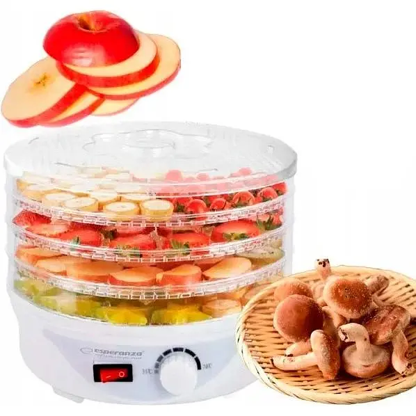 Дегідратор-сушарка для овочів і м'яса Esperanza EKD003 250 Вт до 70°С напівавтоматична 4 лотки - фото 4