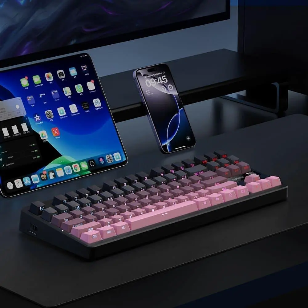 Клавіатура MCHOSE G87 RGB Mechanical Matcha Latte Switch V2 Wireless (MC-G87-17) Black/Pink (G-000003611) - фото 6