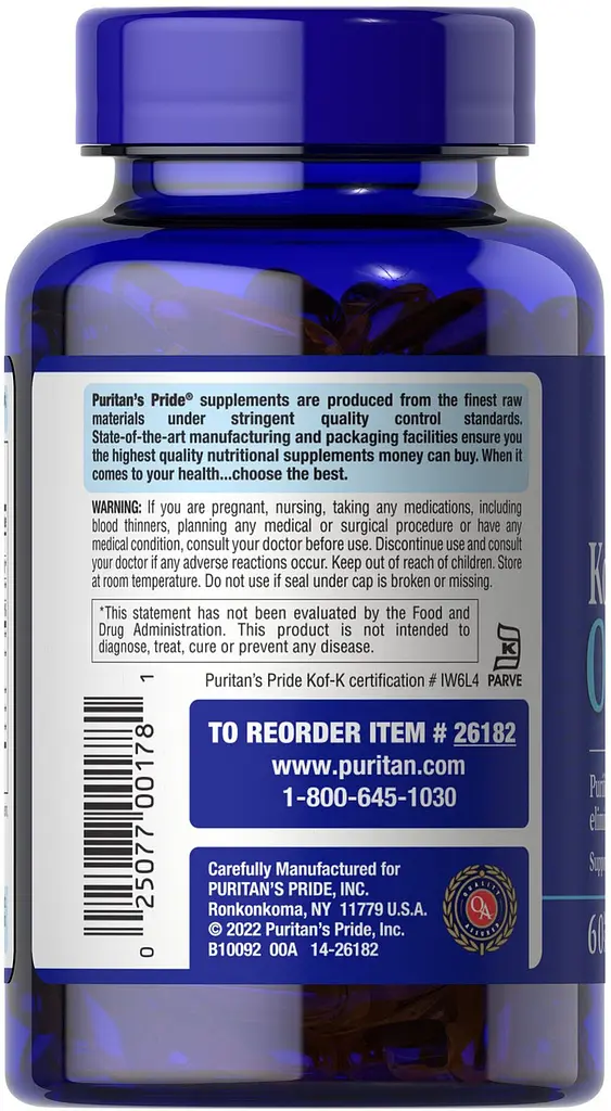 Омега-3 кошерний Puritan's Pride Kosher Omega-3 with EPA & DHA 742 мг 60 капс - фото 3